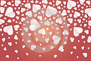 Background by many hearts icon, White heart on the red background
