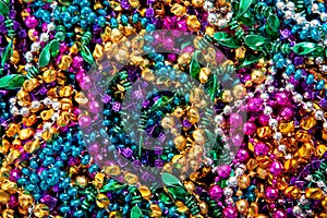 Background of mardi gras beads photo