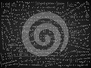 Background of mathematical formulae on black background