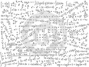 Background of mathematical formulae on white background