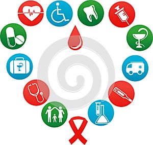 Background with medicine icons and elements