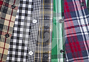 Background of men's chequered shirts