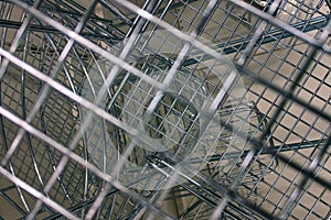 Background of metal gratings, top-down view