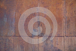 background of metal surface covered with tin sheets with brown rust