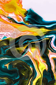 Background of milk and colored diluted paints in it