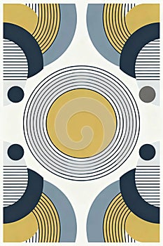 Abstract Geometric Pattern with Concentric Circles and Shapes