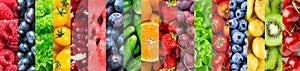 Background of mixed fruits and vegetables. Fresh color food