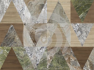 Background mixed of marble and stones in different mosaic shapes.