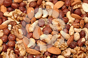 Background of mixed nuts.