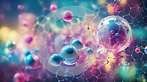 background with molecules, A medical science scientific research abstract backdrop. The backdrop has a light and colorful color