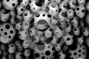 Background of monochrome surreal and chaotic abstract light circles.