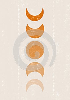 Background with Moon phases print boho minimalist printable wall art photo