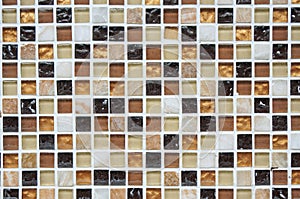 Background mosaic wall in brown, white, orange color