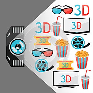 Background of movie elements and cinema icons