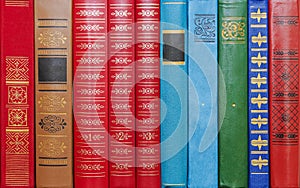 Background from multi-colored bindings of books