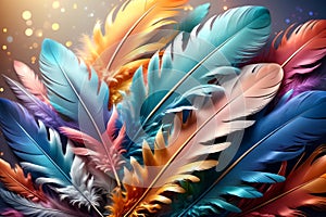 background of multi-colored feathers, pastel colors