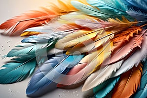 background of multi-colored feathers, pastel colors