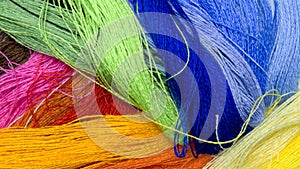 Background from multi-colored threads. Colors of thread.