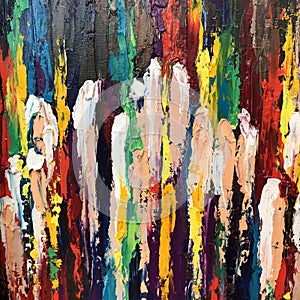 Background of multicolored abstract lines with oil paints