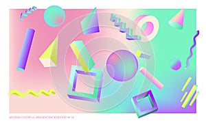 Background multicolored abstract vector holographic gradient 3D background