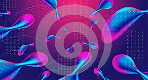 Background multicolored abstract vector holographic gradient 3D background with shapes and objects photo