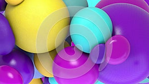Background of multicolored balls and circles in motion.