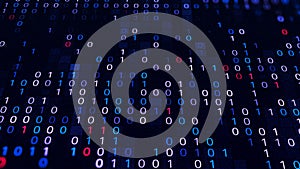 Background of multicolored binary codes. Animation. Beautiful background with multi-colored numbers of zero and one