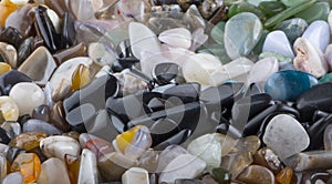 Background from multicolored polished stones background