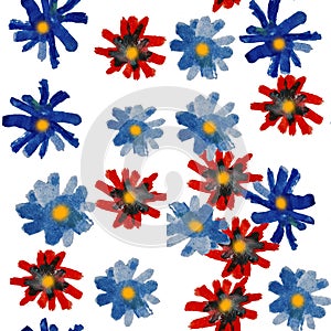 Background of multicolored watercolor flowers