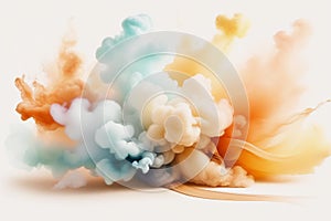 background with multicoloured powder splashes in pastel colors on white background
