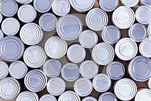 Background of multiple sealed food cans