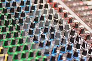 Background of musical mixing board blur texture