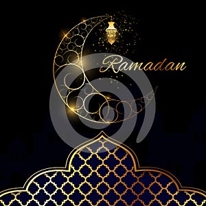 Background for Muslim Community Festival Ramadan Kareem. Eid Mubarak. Vector Illustration