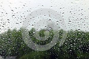 Background nature fresh water drop on glass and rain condensation