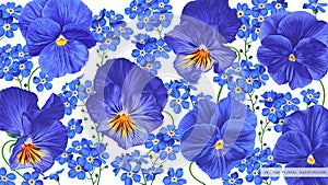 Background with navy blue and blue vector flowers.