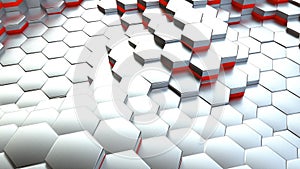 Background of neon hexagonal cells. 3d rendering