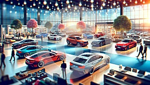 background of new cars. The concept of purchasing a car.