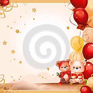 Background of newyear cute bear with balloons