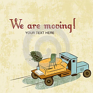 Background with notice about relocation