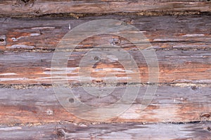 Background of old blockhouse wall