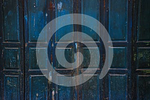 Background old blue wooden door