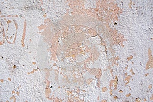 Background of old cracked pastel color paint on cement wall