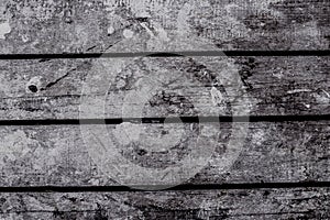 Background of old dirty boards. Black and white photo, grunge background