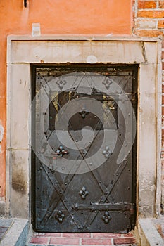 Background of the old metal doors.