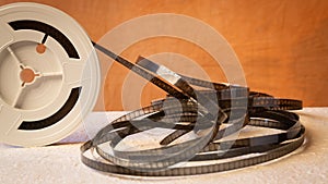 Background with old 8mm, vintage and warm effect