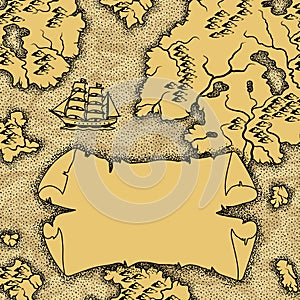 Background with old nautical map.