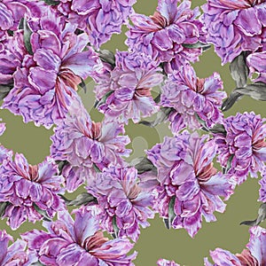 Background old peonies. Seamless pattern.