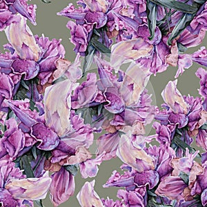 Background old peonies. Seamless pattern.