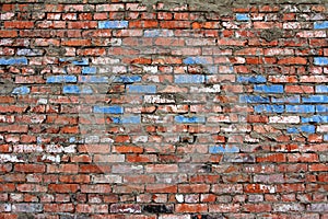 Background of old red brick wall pattern texture.