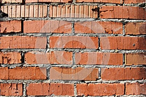 Background of old red brick wall pattern texture.